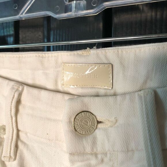 MOTHER Womens High Waisted Looker Ankle Fray Denim Jeans 25 Off White Skinny - Picture 7 of 7